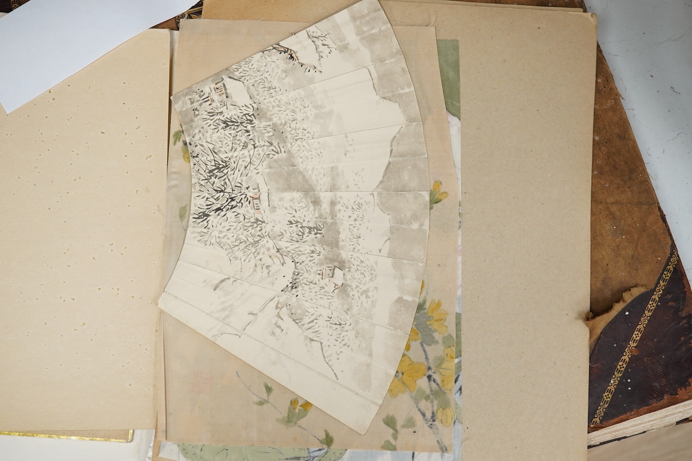 A folio of Chinese and Japanese ink and colour paintings